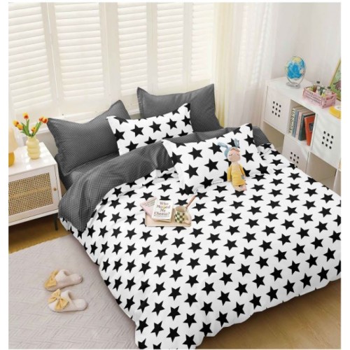 Lenjerie de Pat dublu, Bumbac Satinat Superior,4 Piese Cearceaf de pat 240 x 250 cm, Cearceaf pilota 200 x 230 cm, 2 fete de perna 55 x 75 cm, A50-689