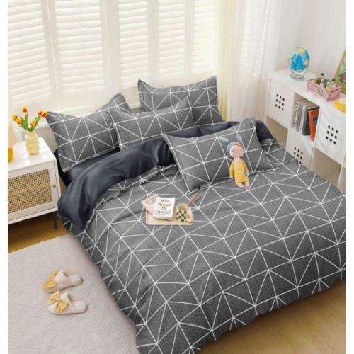 Lenjerie de Pat dublu, Bumbac Satinat Superior,4 Piese Cearceaf de pat 240 x 250 cm, Cearceaf pilota 200 x 230 cm, 2 fete de perna 55 x 75 cm, A50-687