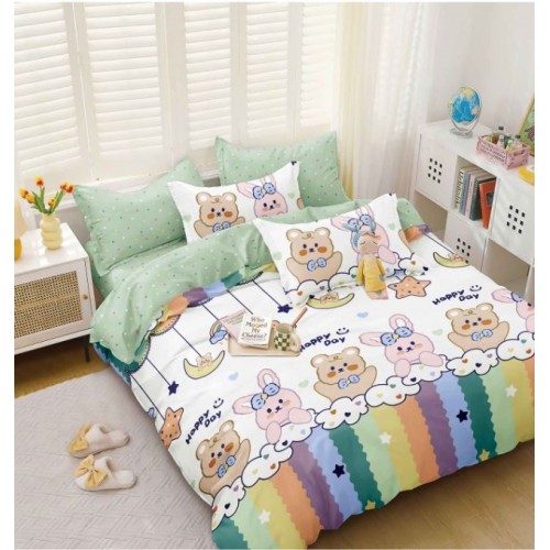 Lenjerie de Pat dublu, Bumbac Satinat Superior,4 Piese Cearceaf de pat 240 x 250 cm, Cearceaf pilota 200 x 230 cm, 2 fete de perna 55 x 75 cm, A50-684