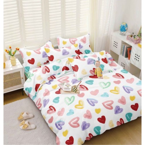 Lenjerie de Pat dublu, Bumbac Satinat Superior,4 Piese Cearceaf de pat 240 x 250 cm, Cearceaf pilota 200 x 230 cm, 2 fete de perna 55 x 75 cm, A50-682