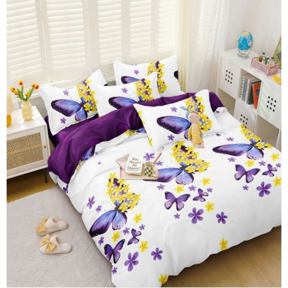Lenjerie de Pat dublu, Bumbac Satinat Superior,4 Piese Cearceaf de pat 240 x 250 cm, Cearceaf pilota 200 x 230 cm, 2 fete de perna 55 x 75 cm, A50-688