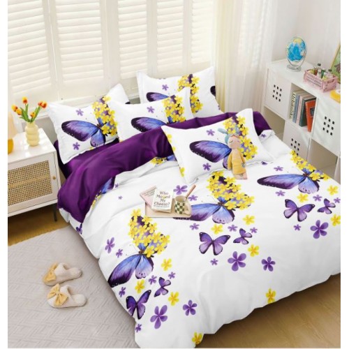 Lenjerie de Pat dublu, Bumbac Satinat Superior,4 Piese Cearceaf de pat 240 x 250 cm, Cearceaf pilota 200 x 230 cm, 2 fete de perna 55 x 75 cm, A50-688