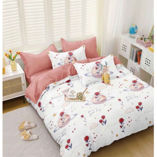 Lenjerie de Pat dublu, Bumbac Satinat Superior,4 Piese Cearceaf de pat 240 x 250 cm, Cearceaf pilota 200 x 230 cm, 2 fete de perna 55 x 75 cm, A50-685