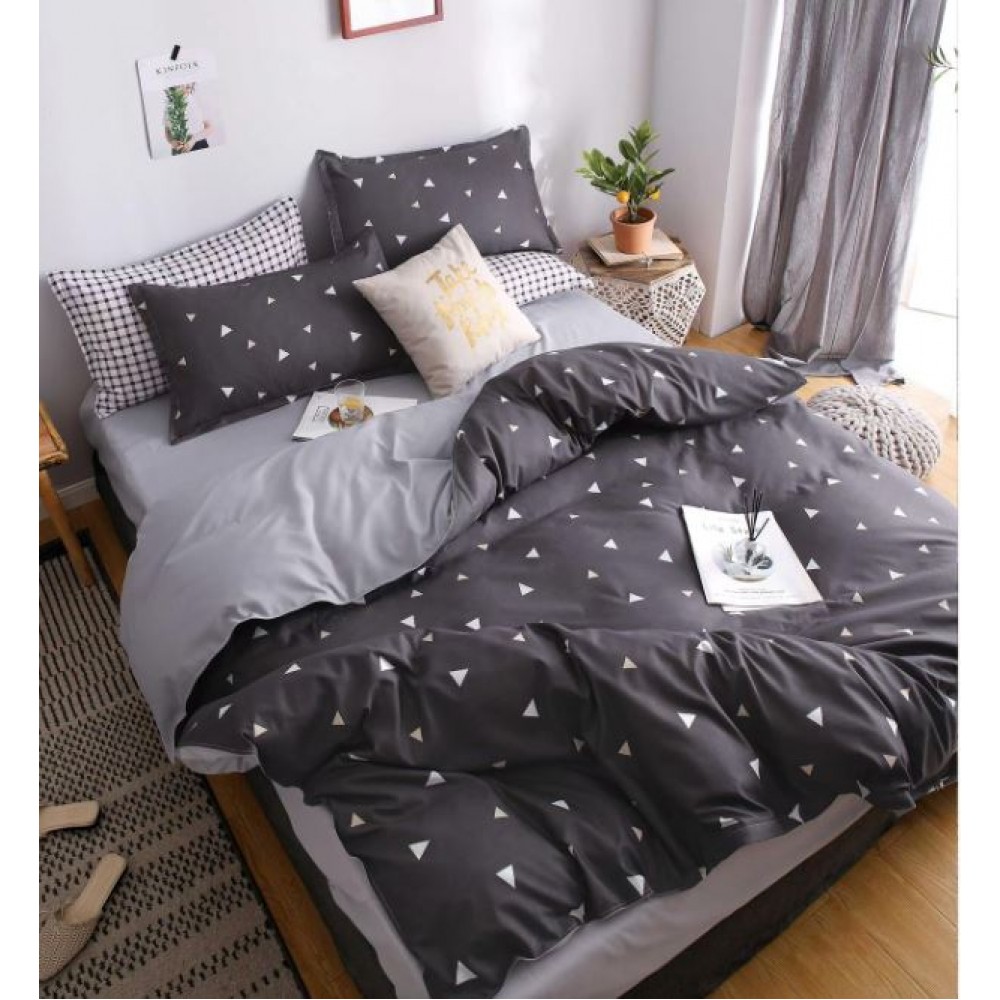Lenjerie de Pat dublu, Bumbac Satinat Superior,4 Piese Cearceaf de pat 240 x 250 cm, Cearceaf pilota 200 x 230 cm, 2 fete de perna 55 x 75 cm, A50-683