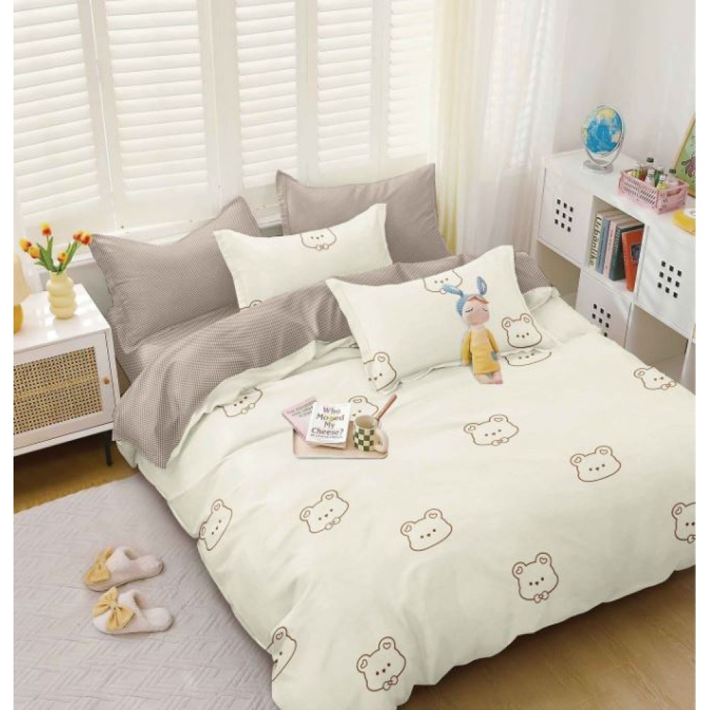 Lenjerie de Pat dublu, Bumbac Satinat Superior,4 Piese Cearceaf de pat 240 x 250 cm, Cearceaf pilota 200 x 230 cm, 2 fete de perna 55 x 75 cm, A50-681