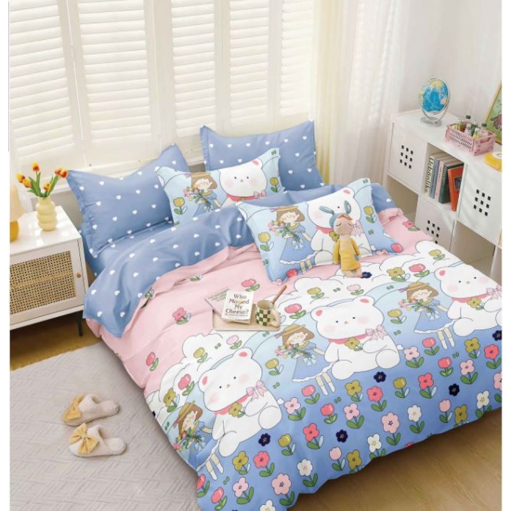 Lenjerie de Pat dublu, Bumbac Satinat Superior,4 Piese Cearceaf de pat 240 x 250 cm, Cearceaf pilota 200 x 230 cm, 2 fete de perna 55 x 75 cm, A50-680