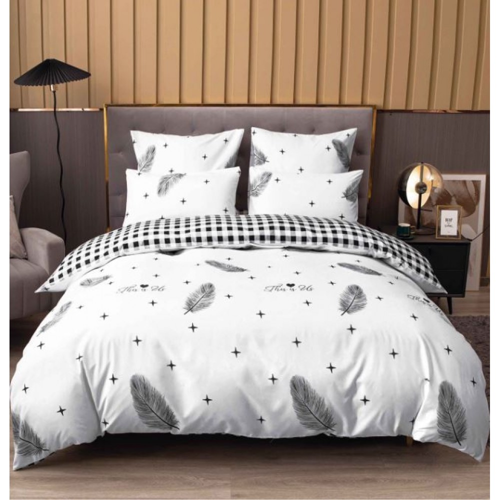 Lenjerie de Pat dublu, Bumbac Satinat Superior,4 Piese Cearceaf de pat 240 x 250 cm, Cearceaf pilota 200 x 230 cm, 2 fete de perna 55 x 75 cm, A50-679