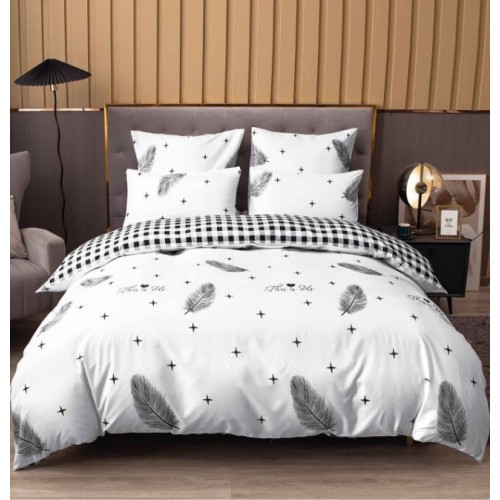 Lenjerie de Pat dublu, Bumbac Satinat Superior,4 Piese Cearceaf de pat 240 x 250 cm, Cearceaf pilota 200 x 230 cm, 2 fete de perna 55 x 75 cm, A50-679