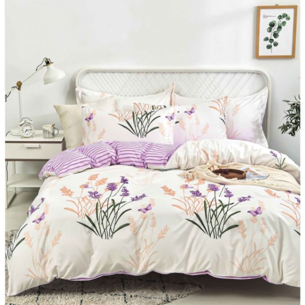 Lenjerie de Pat dublu, Bumbac Satinat Superior,4 Piese Cearceaf de pat 240 x 250 cm, Cearceaf pilota 200 x 230 cm, 2 fete de perna 55 x 75 cm, A50-678
