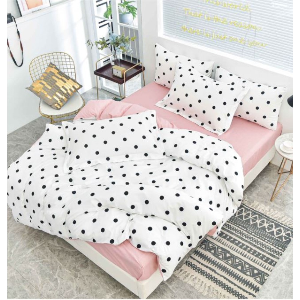 Lenjerie de Pat dublu, Bumbac Satinat Superior,4 Piese Cearceaf de pat 240 x 250 cm, Cearceaf pilota 200 x 230 cm, 2 fete de perna 55 x 75 cm, A50-676