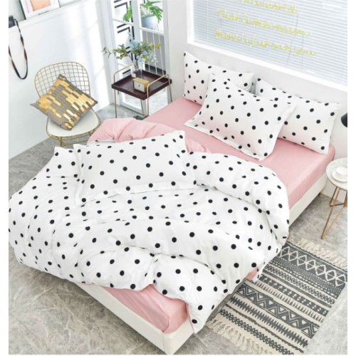 Lenjerie de Pat dublu, Bumbac Satinat Superior,4 Piese Cearceaf de pat 240 x 250 cm, Cearceaf pilota 200 x 230 cm, 2 fete de perna 55 x 75 cm, A50-676