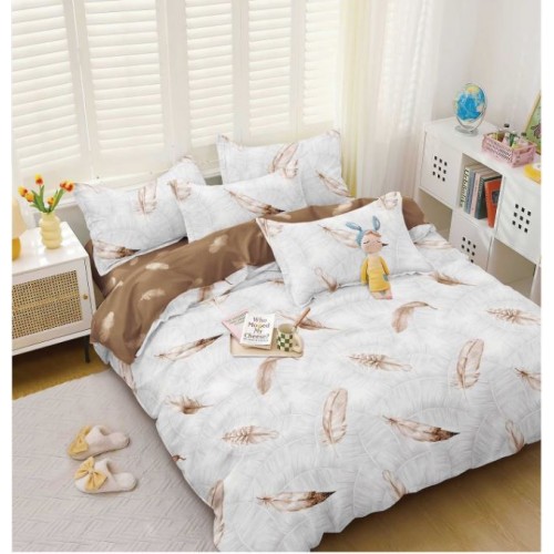 Lenjerie de Pat dublu, Bumbac Satinat Superior,4 Piese Cearceaf de pat 240 x 250 cm, Cearceaf pilota 200 x 230 cm, 2 fete de perna 55 x 75 cm, A50-675