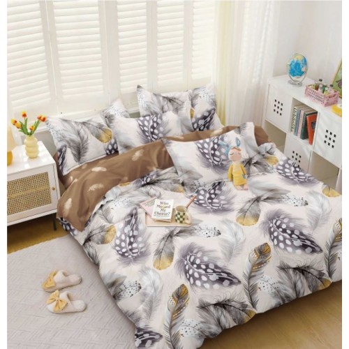 Lenjerie de Pat dublu, Bumbac Satinat Superior,4 Piese Cearceaf de pat 240 x 250 cm, Cearceaf pilota 200 x 230 cm, 2 fete de perna 55 x 75 cm, A50-674