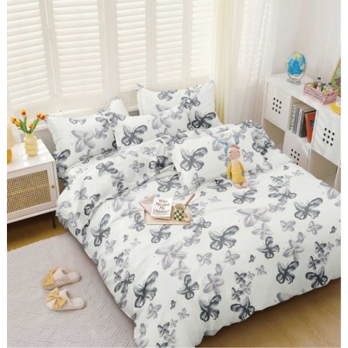 Lenjerie de Pat dublu, Bumbac Satinat Superior,4 Piese Cearceaf de pat 240 x 250 cm, Cearceaf pilota 200 x 230 cm, 2 fete de perna 55 x 75 cm, A50-672