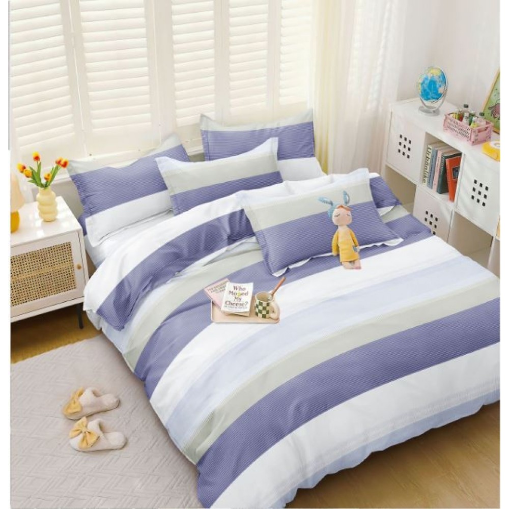 Lenjerie de Pat dublu, Bumbac Satinat Superior,4 Piese Cearceaf de pat 240 x 250 cm, Cearceaf pilota 200 x 230 cm, 2 fete de perna 55 x 75 cm, A50-671