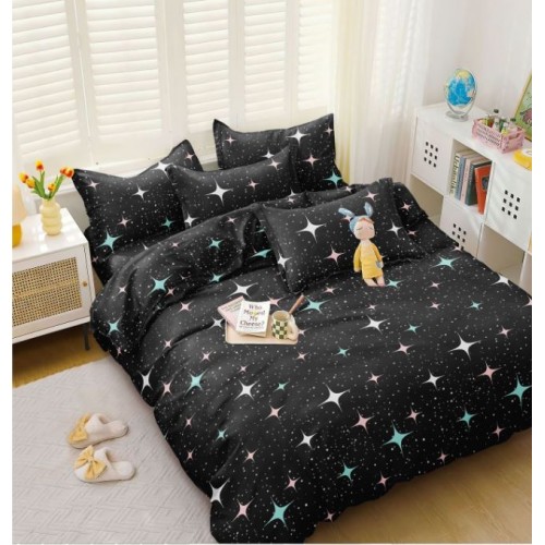 Lenjerie de Pat dublu, Bumbac Satinat Superior,4 Piese Cearceaf de pat 240 x 250 cm, Cearceaf pilota 200 x 230 cm, 2 fete de perna 55 x 75 cm, A50-670