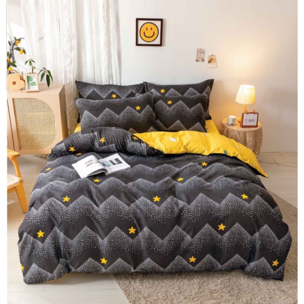 Lenjerie de Pat dublu, Bumbac Satinat Superior,4 Piese Cearceaf de pat 240 x 250 cm, Cearceaf pilota 200 x 230 cm, 2 fete de perna 55 x 75 cm, A50-668