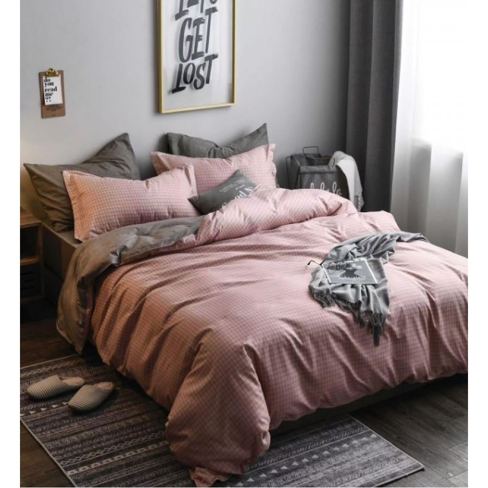 Lenjerie de Pat dublu, Bumbac Satinat Superior,4 Piese Cearceaf de pat 240 x 250 cm, Cearceaf pilota 200 x 230 cm, 2 fete de perna 55 x 75 cm, A50-665