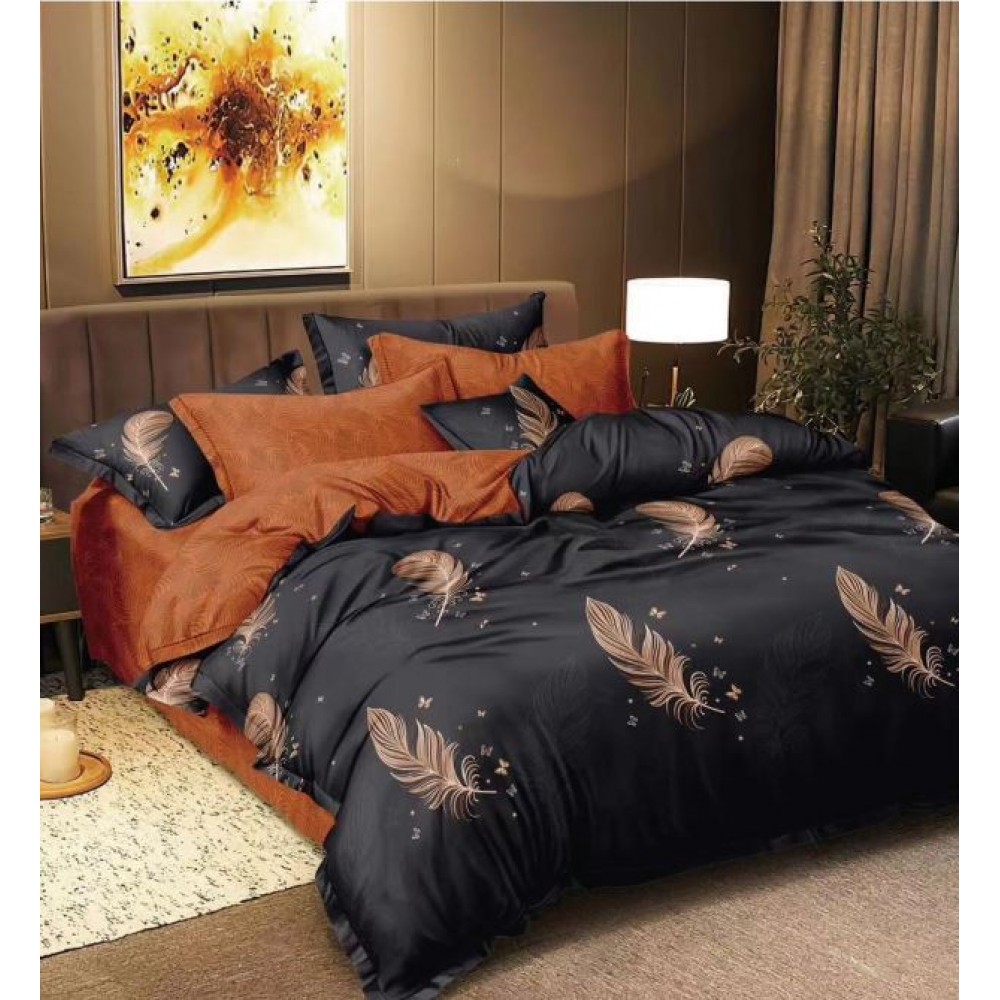 Lenjerie de Pat dublu, Bumbac Satinat Superior,4 Piese Cearceaf de pat 240 x 250 cm, Cearceaf pilota 200 x 230 cm, 2 fete de perna 55 x 75 cm, A50-654