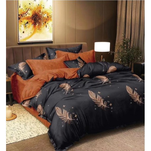 Lenjerie de Pat dublu, Bumbac Satinat Superior,4 Piese Cearceaf de pat 240 x 250 cm, Cearceaf pilota 200 x 230 cm, 2 fete de perna 55 x 75 cm, A50-654