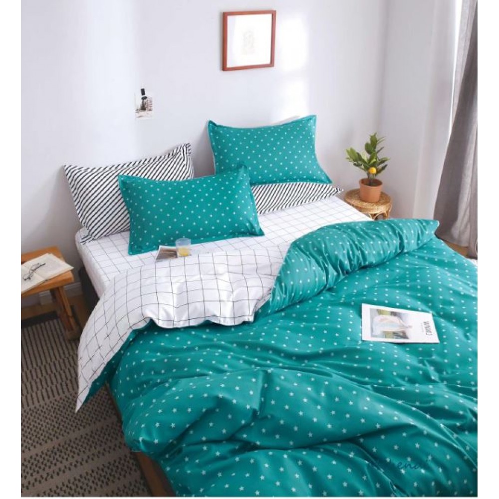 Lenjerie de Pat dublu, Bumbac Satinat Superior,4 Piese Cearceaf de pat 240 x 250 cm, Cearceaf pilota 200 x 230 cm, 2 fete de perna 55 x 75 cm, A50-422