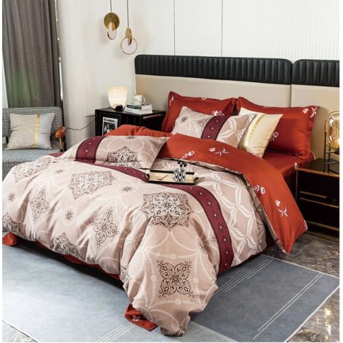 Lenjerie de Pat dublu, Bumbac Satinat Superior,4 Piese Cearceaf de pat 240 x 250 cm, Cearceaf pilota 200 x 230 cm, 2 fete de perna 55 x 75 cm, A50-648