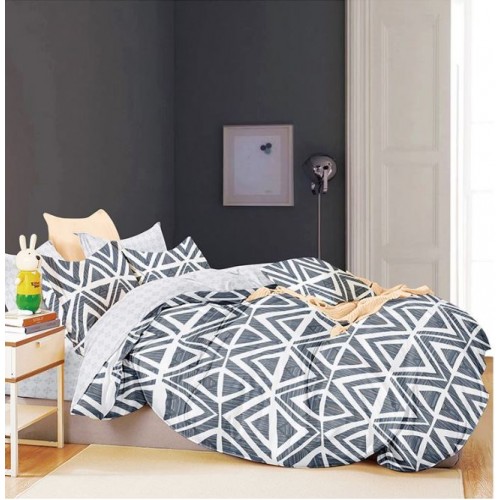 Lenjerie de Pat dublu, Bumbac Satinat Superior,4 Piese Cearceaf de pat 240 x 250 cm, Cearceaf pilota 200 x 230 cm, 2 fete de perna 55 x 75 cm, A50-646