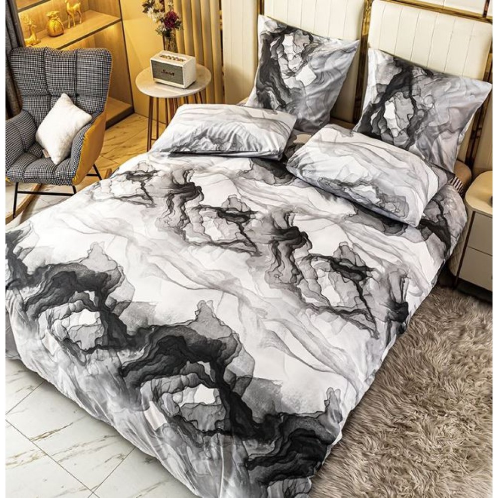 Lenjerie de Pat dublu, Bumbac Satinat Superior,4 Piese Cearceaf de pat 240 x 250 cm, Cearceaf pilota 200 x 230 cm, 2 fete de perna 55 x 75 cm, A50-638