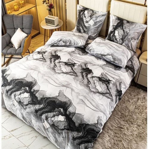 Lenjerie de Pat dublu, Bumbac Satinat Superior,4 Piese Cearceaf de pat 240 x 250 cm, Cearceaf pilota 200 x 230 cm, 2 fete de perna 55 x 75 cm, A50-638