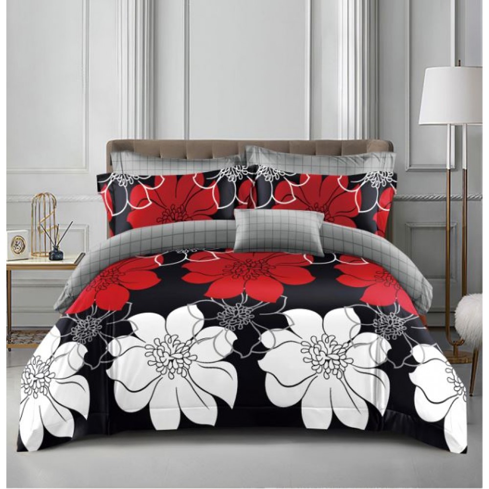 Lenjerie de Pat dublu, Bumbac Satinat Superior,4 Piese Cearceaf de pat 240 x 250 cm, Cearceaf pilota 200 x 230 cm, 2 fete de perna 55 x 75 cm, A50-635