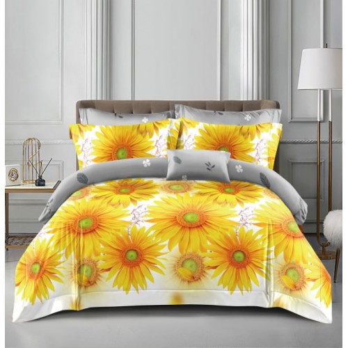 Lenjerie de Pat dublu, Bumbac Satinat Superior,4 Piese Cearceaf de pat 240 x 250 cm, Cearceaf pilota 200 x 230 cm, 2 fete de perna 55 x 75 cm, A50-634