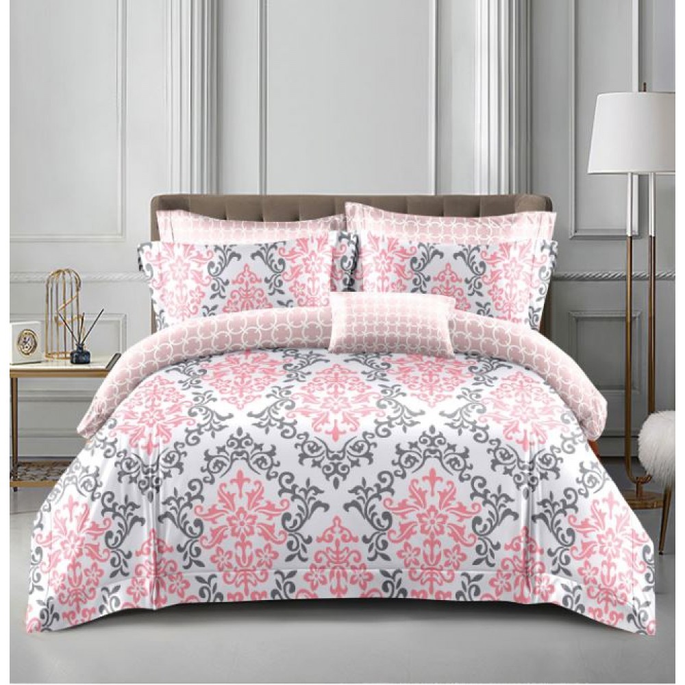 Lenjerie de Pat dublu, Bumbac Satinat Superior,4 Piese Cearceaf de pat 240 x 250 cm, Cearceaf pilota 200 x 230 cm, 2 fete de perna 55 x 75 cm, A50-631