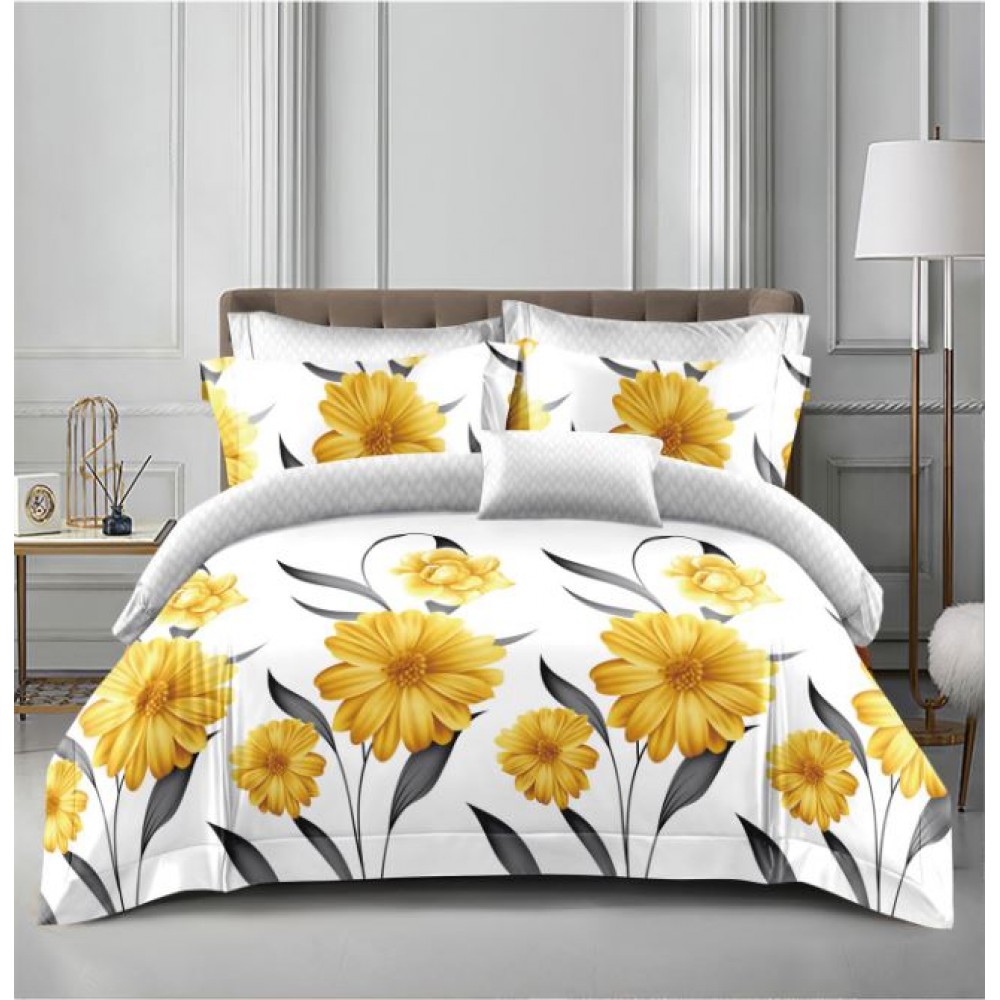 Lenjerie de Pat dublu, Bumbac Satinat Superior,4 Piese Cearceaf de pat 240 x 250 cm, Cearceaf pilota 200 x 230 cm, 2 fete de perna 55 x 75 cm, A50-626