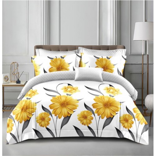 Lenjerie de Pat dublu, Bumbac Satinat Superior,4 Piese Cearceaf de pat 240 x 250 cm, Cearceaf pilota 200 x 230 cm, 2 fete de perna 55 x 75 cm, A50-626