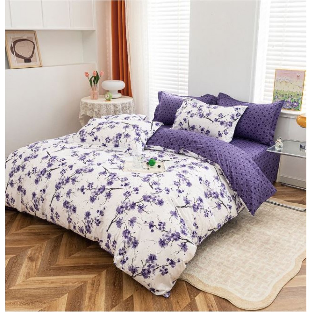 Lenjerie de Pat dublu, Bumbac Satinat Superior,4 Piese Cearceaf de pat 240 x 250 cm, Cearceaf pilota 200 x 230 cm, 2 fete de perna 55 x 75 cm, A50-625