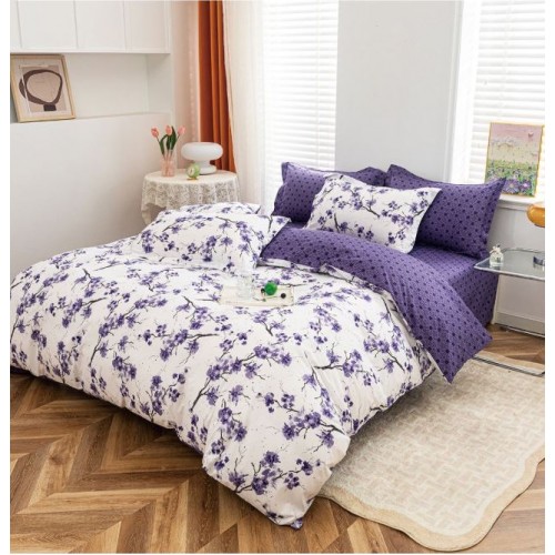 Lenjerie de Pat dublu, Bumbac Satinat Superior,4 Piese Cearceaf de pat 240 x 250 cm, Cearceaf pilota 200 x 230 cm, 2 fete de perna 55 x 75 cm, A50-625