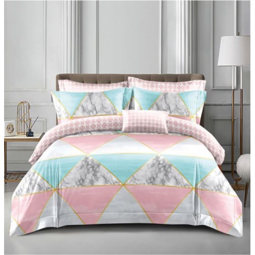Lenjerie de Pat dublu, Bumbac Satinat Superior,4 Piese Cearceaf de pat 240 x 250 cm, Cearceaf pilota 200 x 230 cm, 2 fete de perna 55 x 75 cm, A50-618