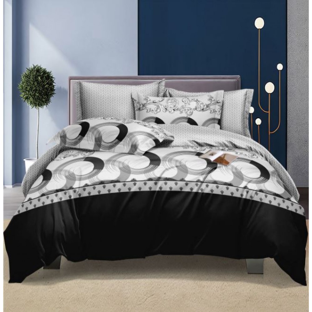 Lenjerie de Pat dublu, Bumbac Satinat Superior,4 Piese Cearceaf de pat 240 x 250 cm, Cearceaf pilota 200 x 230 cm, 2 fete de perna 55 x 75 cm, A50-610