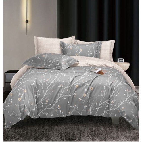 Lenjerie de Pat dublu, Bumbac Satinat Superior,4 Piese Cearceaf de pat 240 x 250 cm, Cearceaf pilota 200 x 230 cm, 2 fete de perna 55 x 75 cm, A50-609
