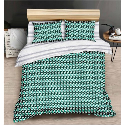 Lenjerie de Pat dublu, Bumbac Satinat Superior,4 Piese Cearceaf de pat 240 x 250 cm, Cearceaf pilota 200 x 230 cm, 2 fete de perna 55 x 75 cm, A50-573