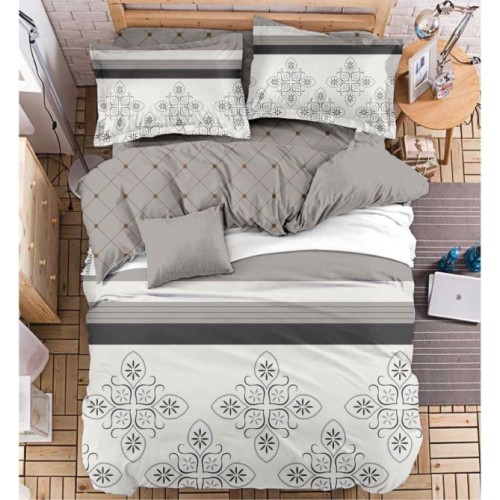 Lenjerie de Pat dublu, Bumbac Satinat Superior,4 Piese Cearceaf de pat 240 x 250 cm, Cearceaf pilota 200 x 230 cm, 2 fete de perna 55 x 75 cm, A50-590