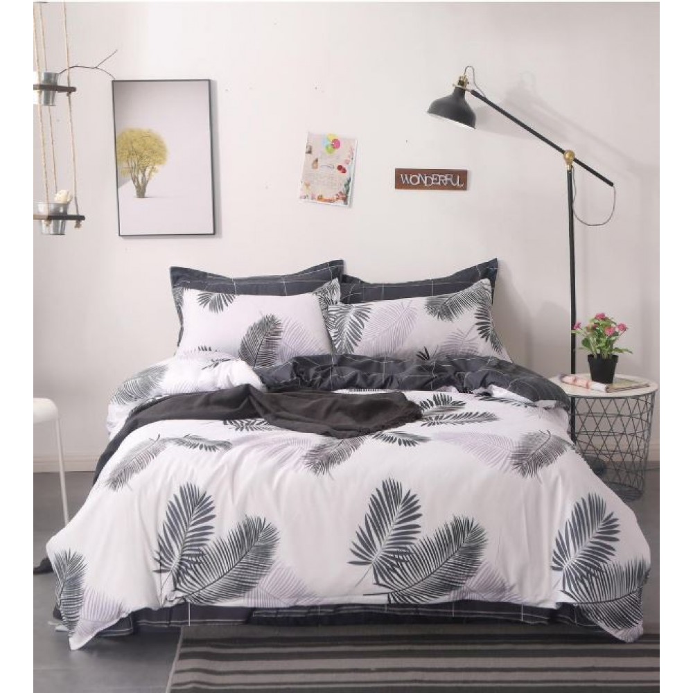 Lenjerie de Pat dublu, Bumbac Satinat Superior,4 Piese Cearceaf de pat 240 x 250 cm, Cearceaf pilota 200 x 230 cm, 2 fete de perna 55 x 75 cm, A50-253