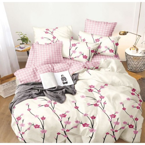 Lenjerie de Pat dublu, Bumbac Satinat Superior,4 Piese Cearceaf de pat 240 x 250 cm, Cearceaf pilota 200 x 230 cm, 2 fete de perna 55 x 75 cm, A50-551