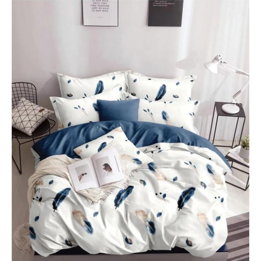 Lenjerie de Pat dublu, Bumbac Satinat Superior,4 Piese Cearceaf de pat 240 x 250 cm, Cearceaf pilota 200 x 230 cm, 2 fete de perna 55 x 75 cm, A50-538