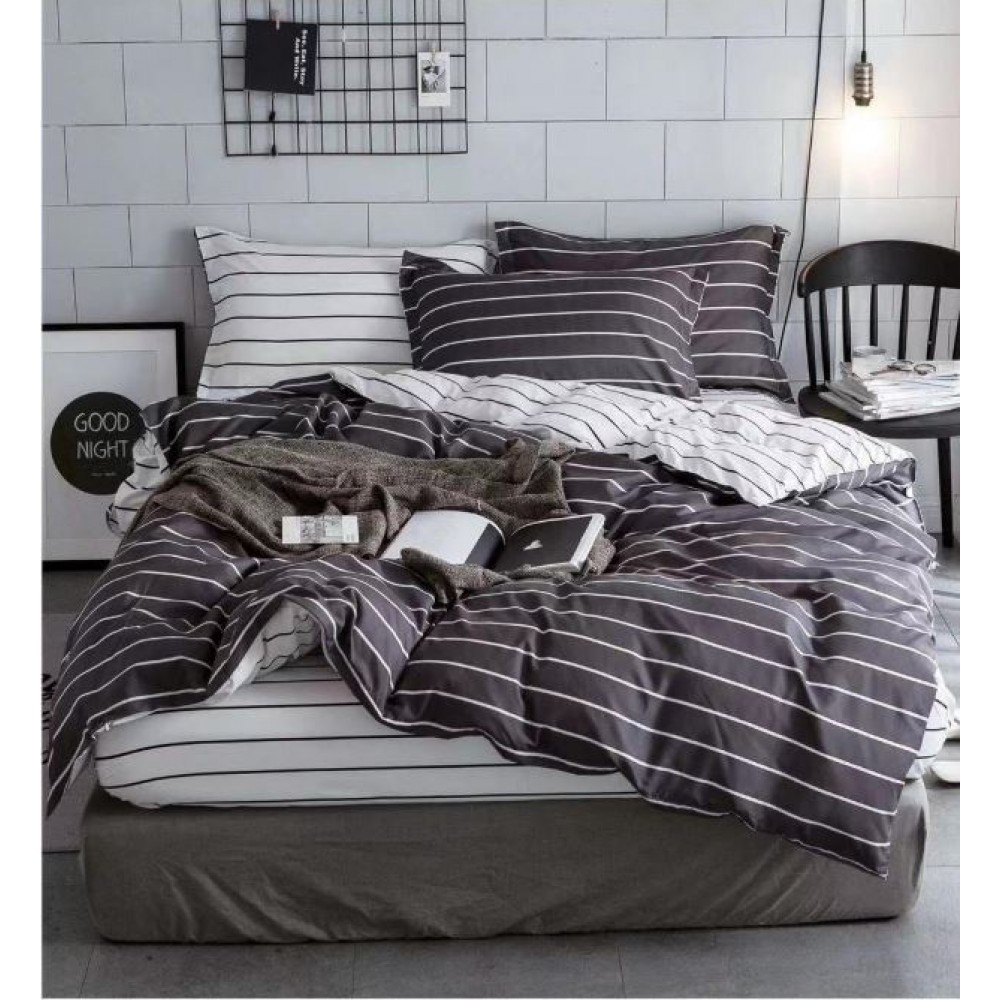 Lenjerie de Pat dublu, Bumbac Satinat Superior,4 Piese Cearceaf de pat 240 x 250 cm, Cearceaf pilota 200 x 230 cm, 2 fete de perna 55 x 75 cm, A50-94