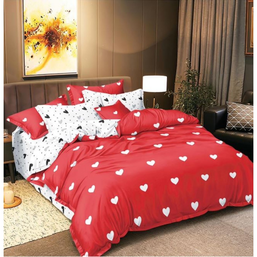 Lenjerie de Pat dublu, Bumbac Satinat Superior,4 Piese Cearceaf de pat 240 x 250 cm, Cearceaf pilota 200 x 230 cm, 2 fete de perna 55 x 75 cm, A50-536