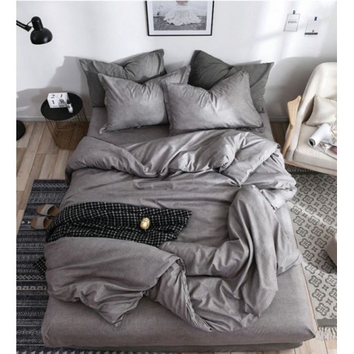 Lenjerie de Pat dublu, Bumbac Satinat Superior,4 Piese Cearceaf de pat 240 x 250 cm, Cearceaf pilota 200 x 230 cm, 2 fete de perna 55 x 75 cm, A50-533