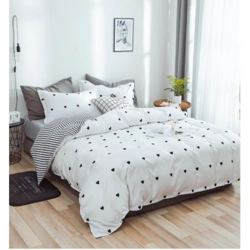 Lenjerie de Pat dublu, Bumbac Satinat Superior,4 Piese Cearceaf de pat 240 x 250 cm, Cearceaf pilota 200 x 230 cm, 2 fete de perna 55 x 75 cm, A50-508