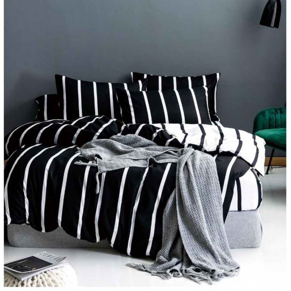 Lenjerie de Pat dublu, Bumbac Satinat Superior,4 Piese Cearceaf de pat 240 x 250 cm, Cearceaf pilota 200 x 230 cm, 2 fete de perna 55 x 75 cm, A50-491