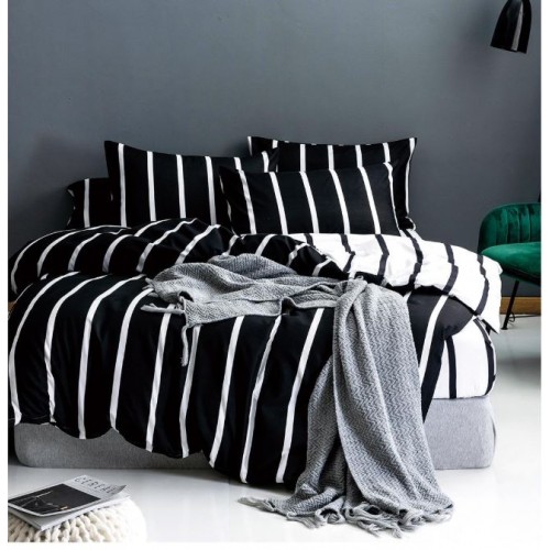 Lenjerie de Pat dublu, Bumbac Satinat Superior,4 Piese Cearceaf de pat 240 x 250 cm, Cearceaf pilota 200 x 230 cm, 2 fete de perna 55 x 75 cm, A50-491